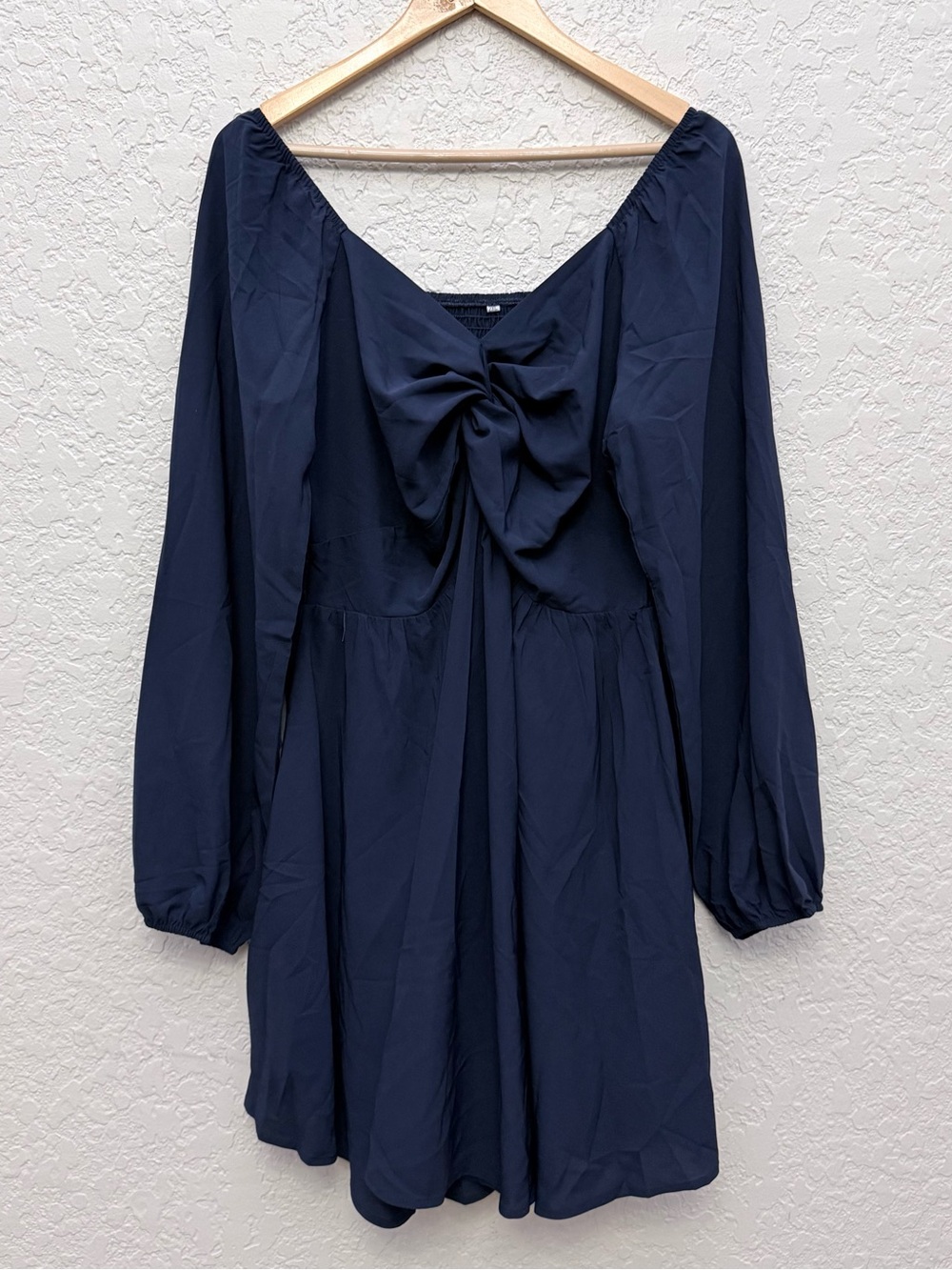 Long Sleeve Navy Bow-Back Mini Dress